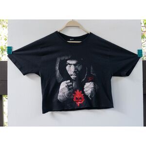 Vintage Manny Pacquiao Cropped T-Shirt‎ Black Size XL Boxing Fighting Promo